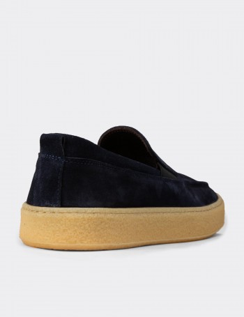 Erkek Süet Lacivert Loafer Ayakkabı - 02047MLCVC01