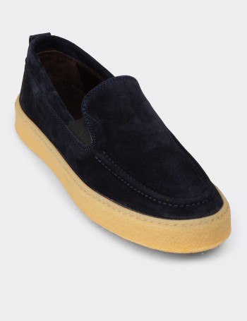 Erkek Süet Lacivert Loafer Ayakkabı - 02047MLCVC01