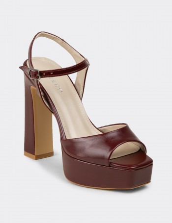 Kadın Bordo Platform Abiye Ayakkabı - SM203ZBRDM01