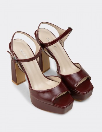 Kadın Bordo Platform Abiye Ayakkabı - SM203ZBRDM01