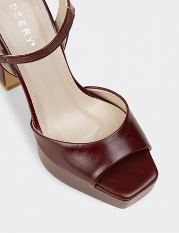 Kadın Bordo Platform Abiye Ayakkabı - SM203ZBRDM01