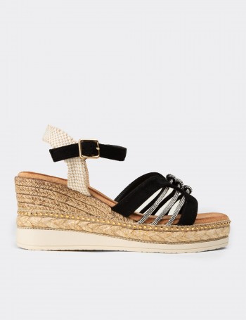 Kadın Siyah Wedge Sandalet - 26231ZSYHC01