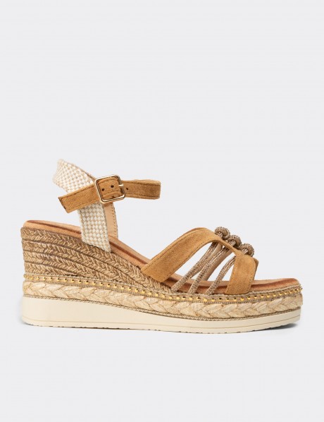 Kadın Taba Renk Wedge Sandalet