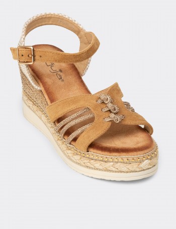 Kadın Taba Renk Wedge Sandalet - 26231ZTBAC01
