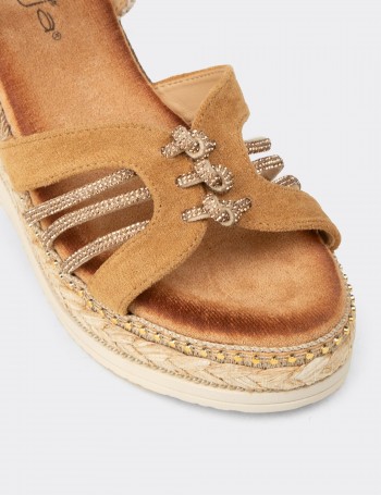 Kadın Taba Renk Wedge Sandalet - 26231ZTBAC01