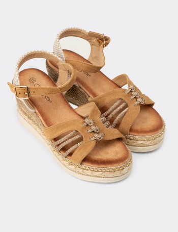 Kadın Taba Renk Wedge Sandalet - 26231ZTBAC01