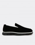 Erkek Hakiki Süet Siyah Loafer Ayakkabı