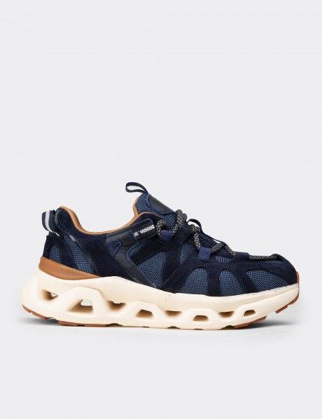 Kadın Hakiki Süet Lacivert Sneaker Ayakkabı
