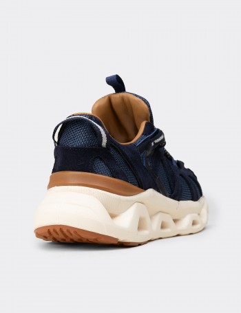 Kadın Hakiki Süet Lacivert Sneaker Ayakkabı - M1128ZLCVC01