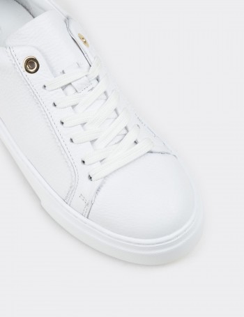 Kadın Hakiki Beyaz Deri Sneaker Ayakkabı