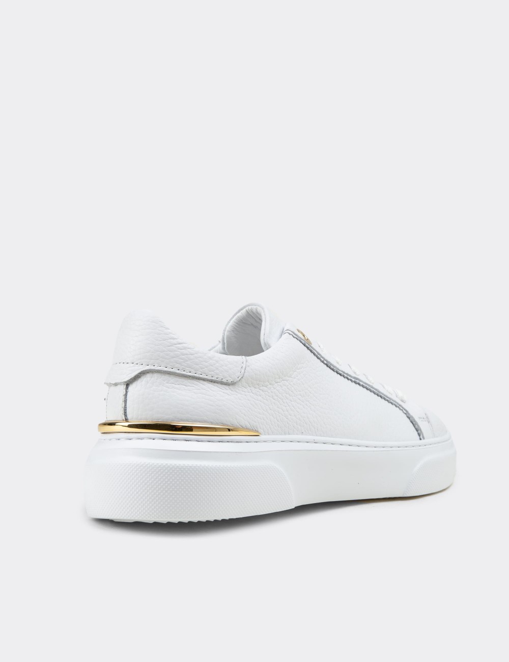 Kadın Hakiki Beyaz Deri Sneaker Ayakkabı - 00502ZBYZE01