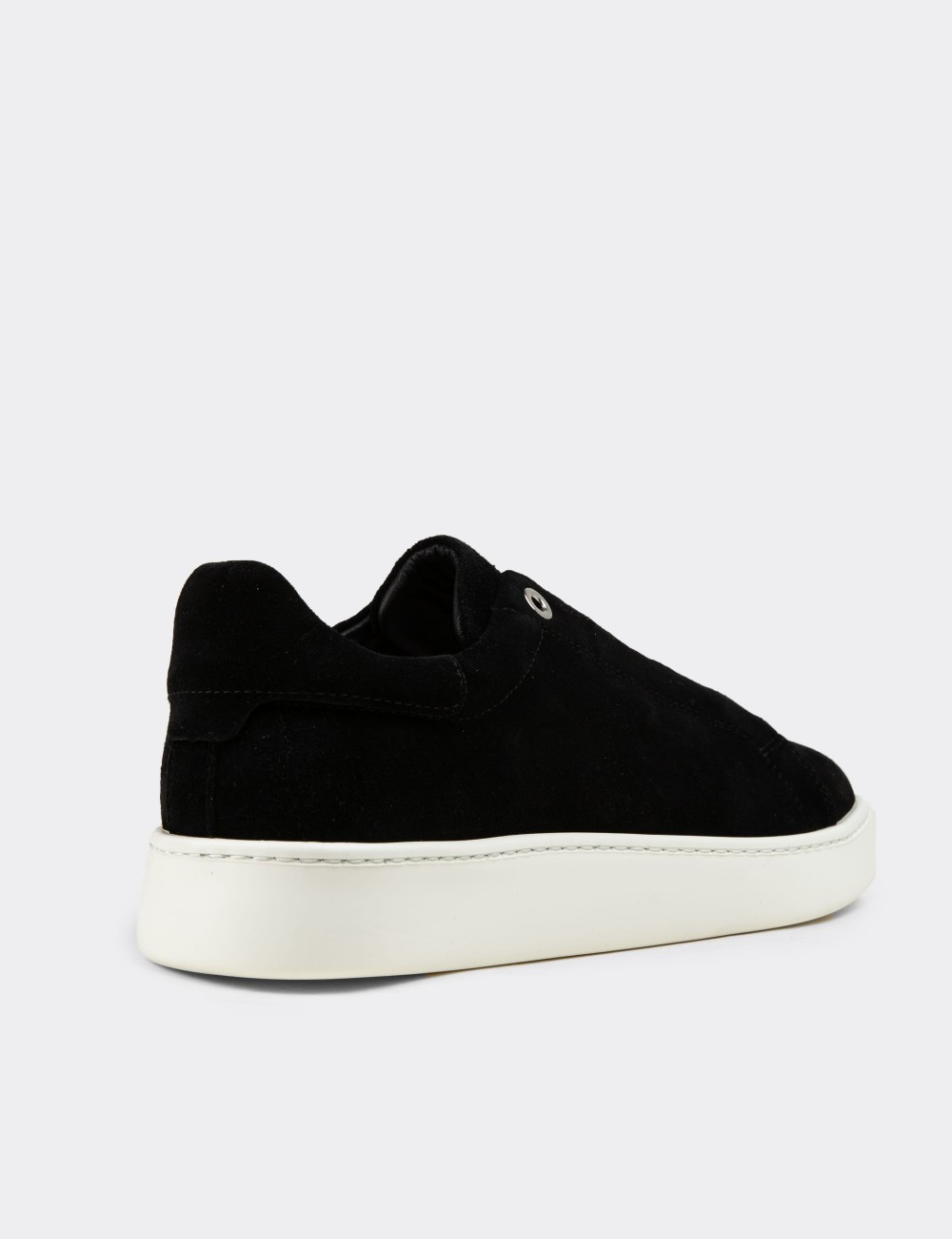 Erkek Hakiki Süet Siyah Gizli Bağcıklı Sneaker Ayakkabı - 04444MSYHE01