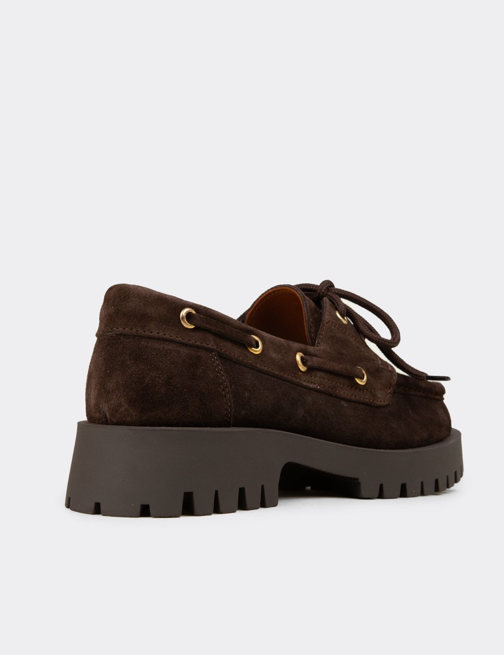 Kadın Hakiki Süet Kahverengi Marin Loafer - 02036ZKHVC01