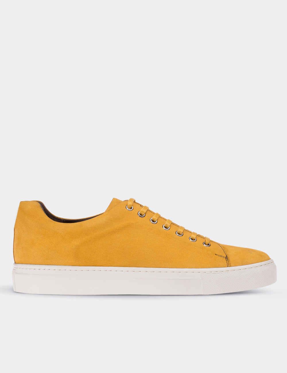 Hakiki Nubuk Sarı Sneaker Erkek Ayakkabı - 01669MSRIC01