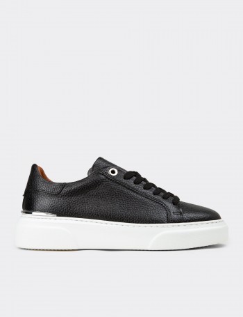 Kadın Siyah Hakiki Deri Sneaker Ayakkabı