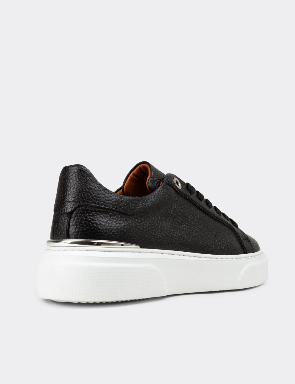 Kadın Siyah Hakiki Deri Sneaker Ayakkabı - 00502ZSYHE01