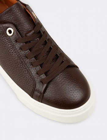 Kadın Hakiki Deri Kahverengi Sneaker Ayakkabı - 00502ZKHVE01