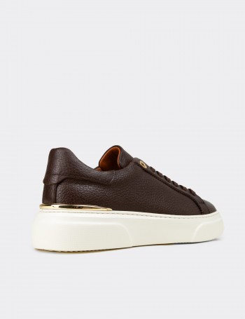 Kadın Hakiki Deri Kahverengi Sneaker Ayakkabı - 00502ZKHVE01