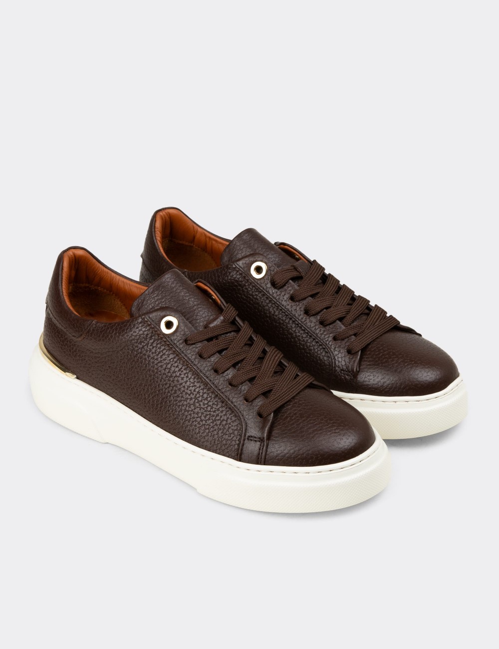 Kadın Hakiki Deri Kahverengi Sneaker Ayakkabı - 00502ZKHVE01