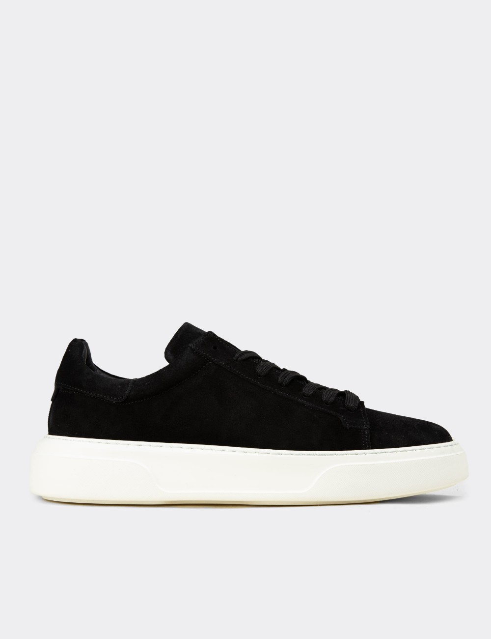 Erkek Hakiki Süet Siyah Sneaker Ayakkabı - 04651MSYHE02