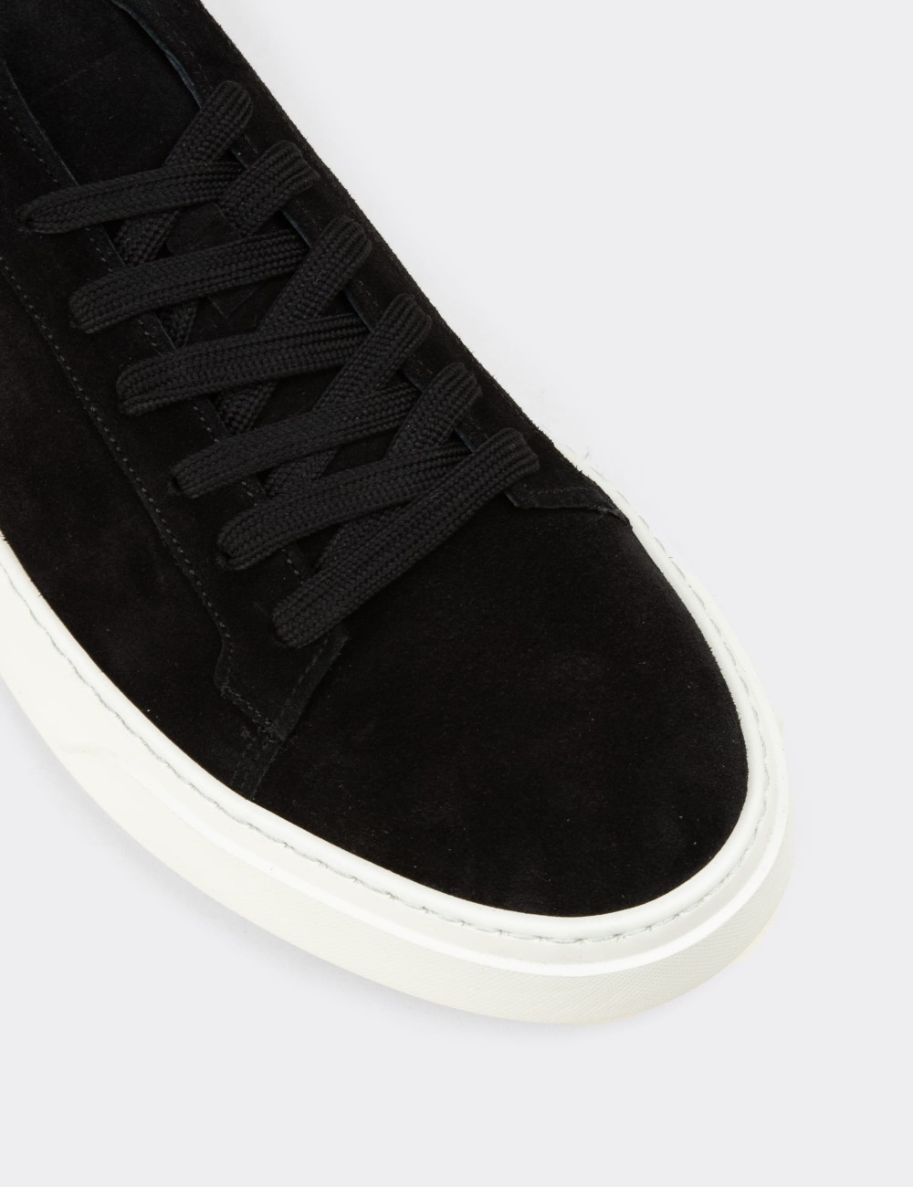 Erkek Hakiki Süet Siyah Sneaker Ayakkabı - 04651MSYHE02
