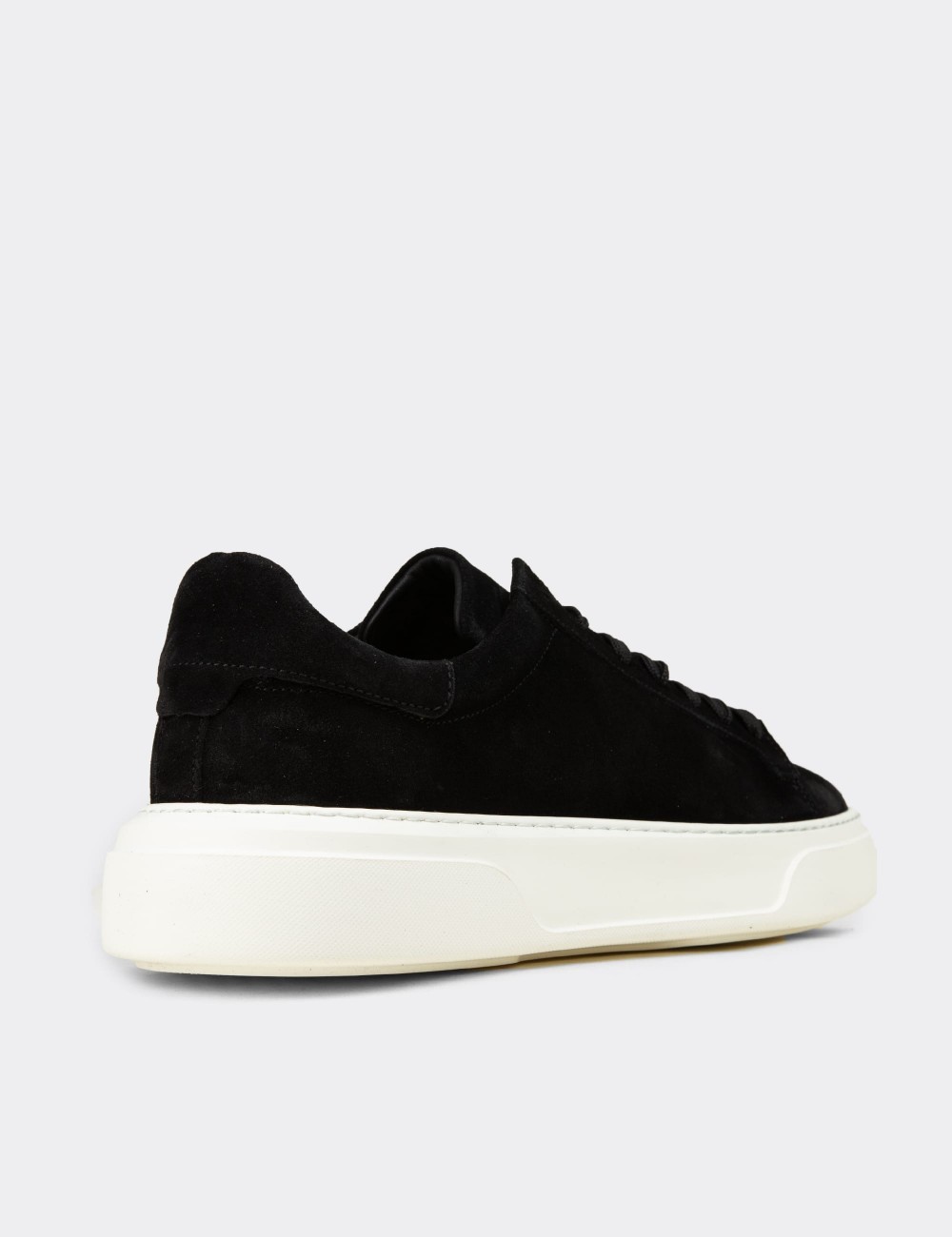 Erkek Hakiki Süet Siyah Sneaker Ayakkabı - 04651MSYHE02