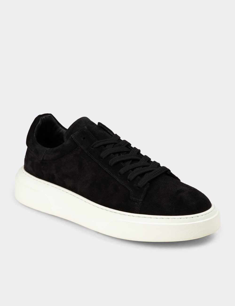 Erkek Hakiki Süet Siyah Sneaker Ayakkabı - 04651MSYHE02