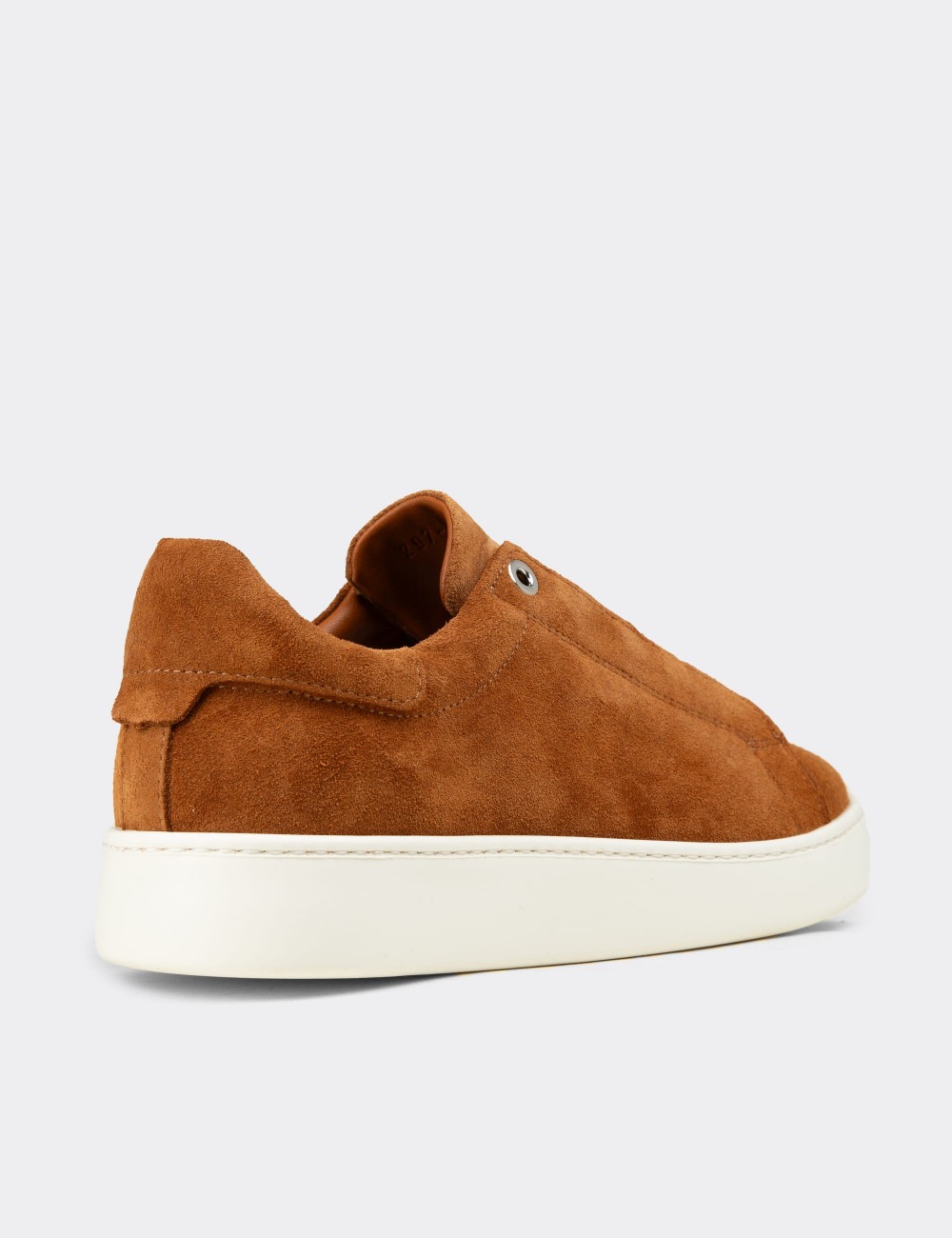 Erkek Hakiki Süet Taba Renk Gizli Bağcıklı Sneaker - 04444MTBAE02