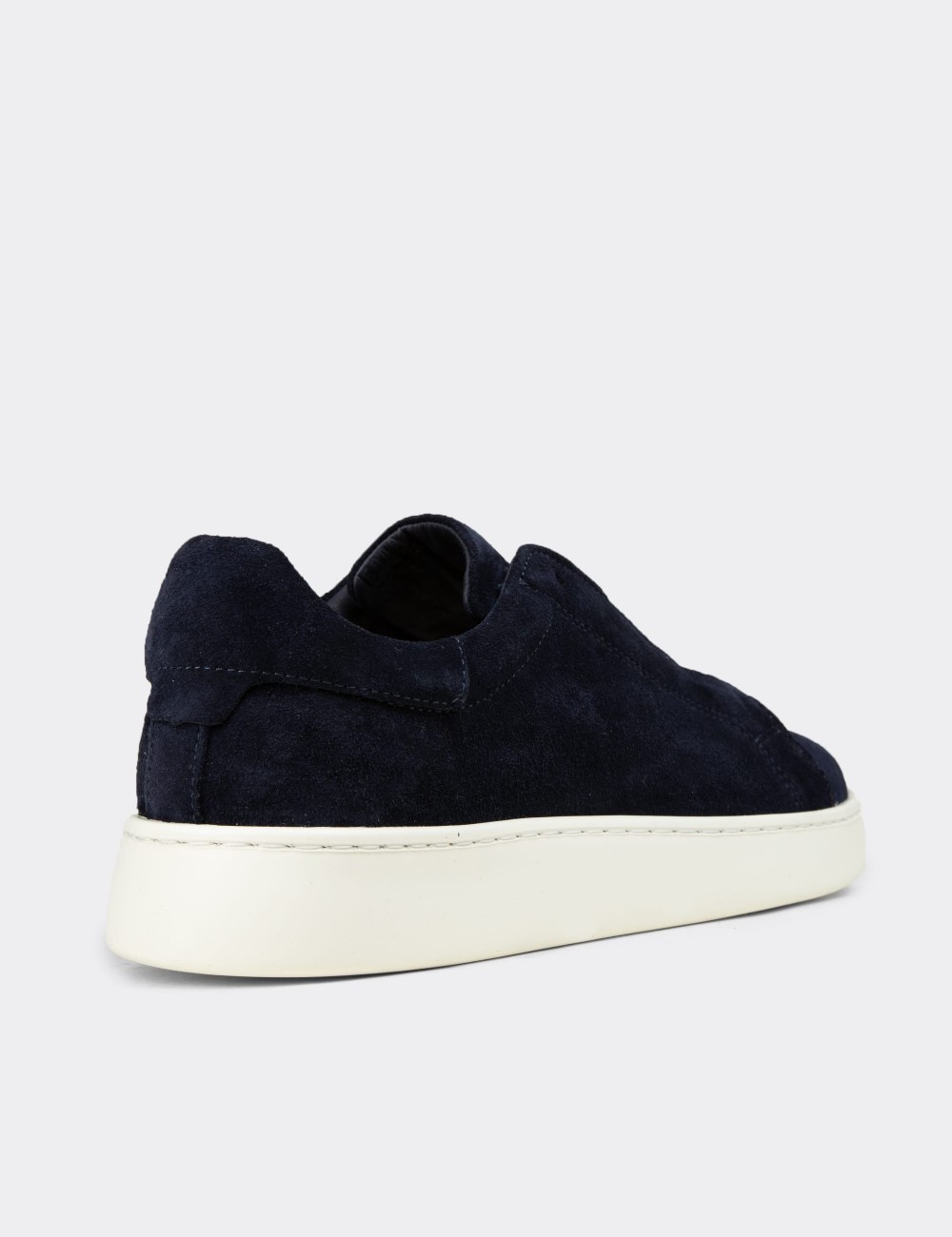 Erkek Gizli Bağcıklı Hakiki Süet Lacivert Sneaker - 04444MLCVE02