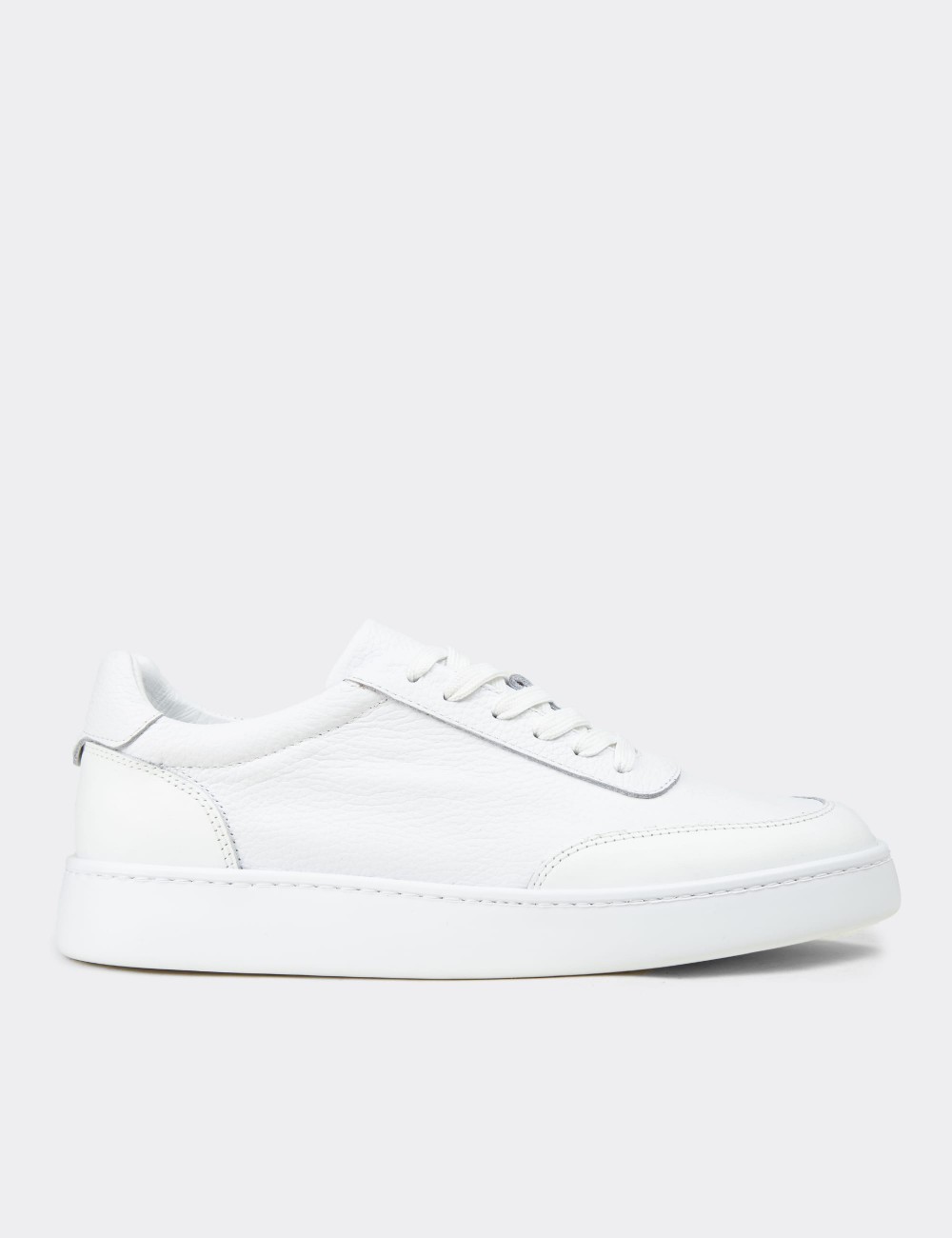 Erkek Hakiki Deri Beyaz Sneaker Ayakkabı - 04406MBYZE01