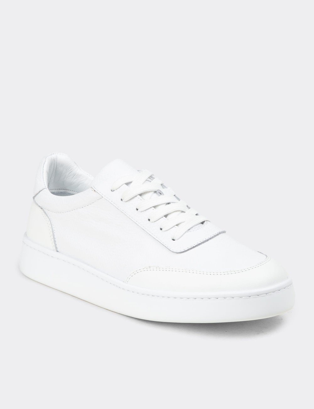 Erkek Hakiki Deri Beyaz Sneaker Ayakkabı - 04406MBYZE01