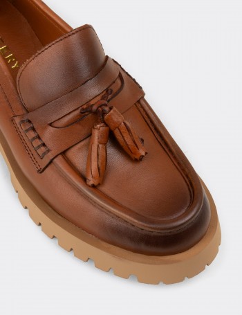 Kadın Hakiki Deri Taba Rengi Marin Loafer - 02035ZTBAC02