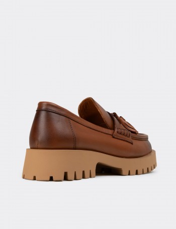 Kadın Hakiki Deri Taba Rengi Marin Loafer - 02035ZTBAC02