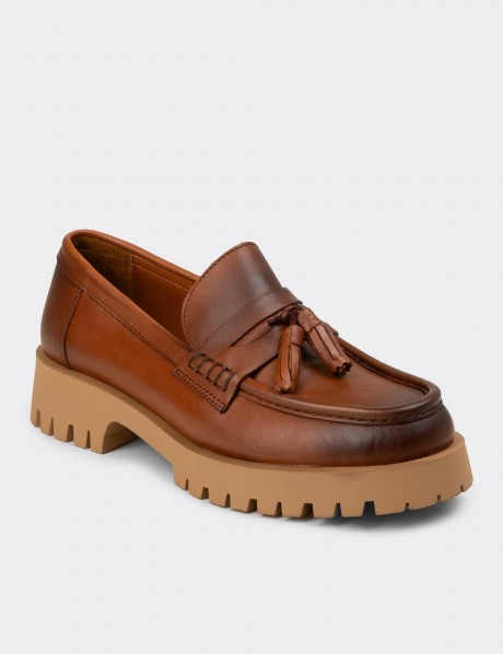 Kadın Hakiki Deri Taba Rengi Marin Loafer