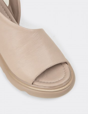 Hakiki Deri Gri Kadın Sandalet - Z7712ZGRIP01