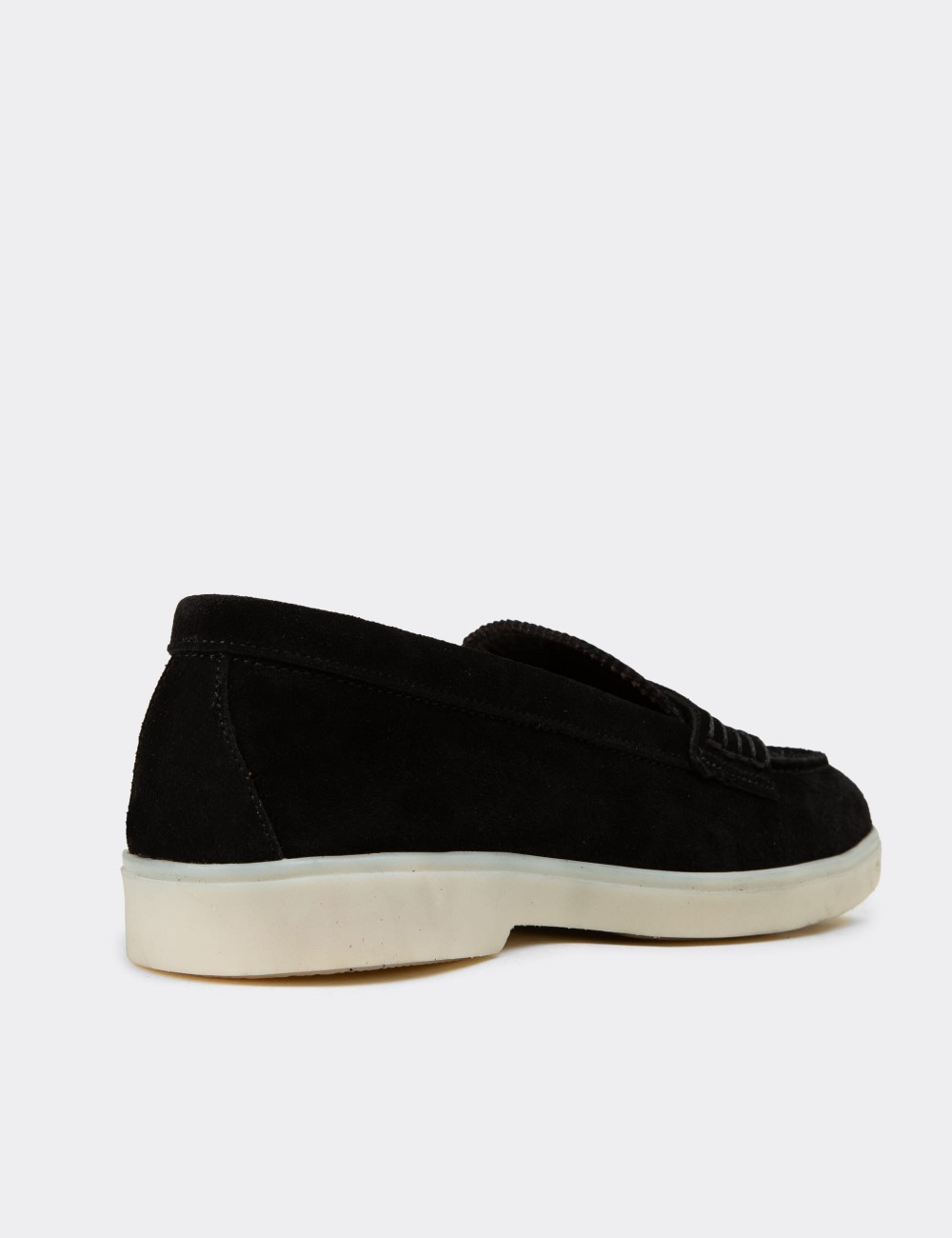 Kadın Hakiki Süet Siyah Loafer Ayakkabı - 02038ZSYHC01