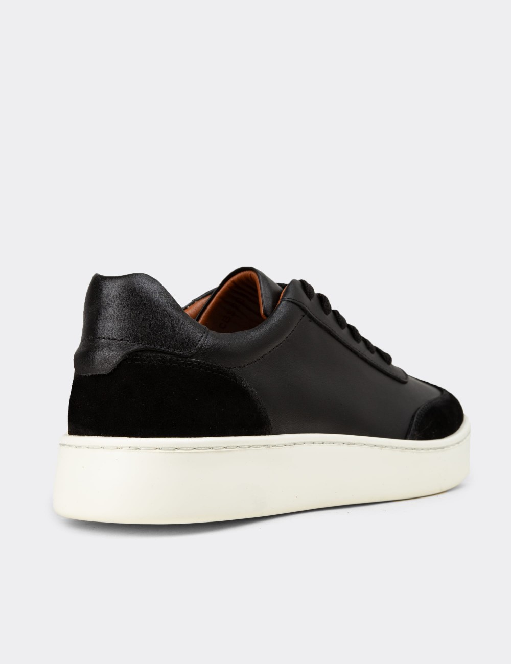 Erkek Siyah Hakiki Deri Sneaker Ayakkabı - 04407MSYHE01