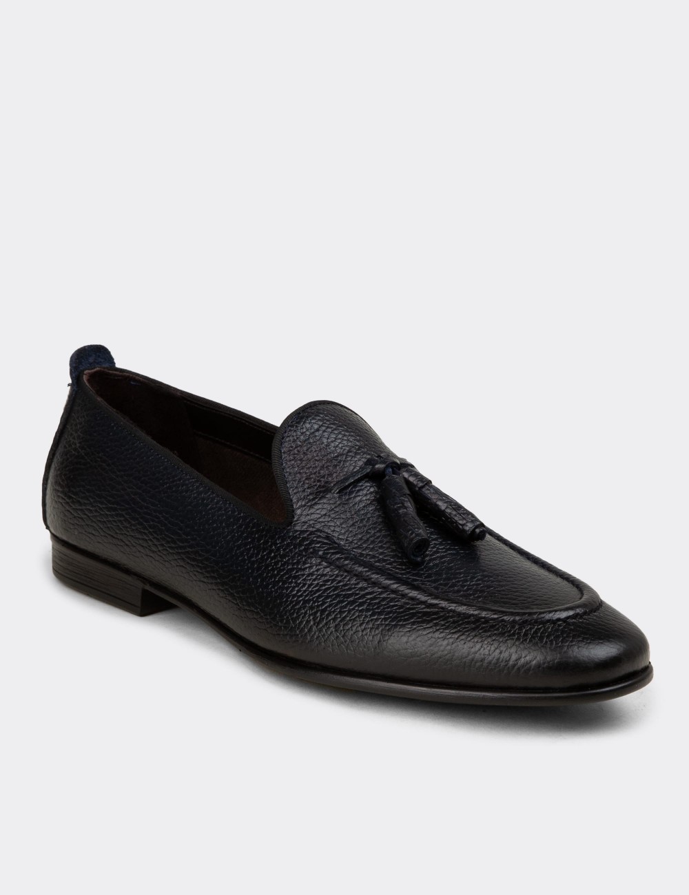 Erkek Hakiki Deri Lacivert Püsküllü Loafer - 01701MLCVC33