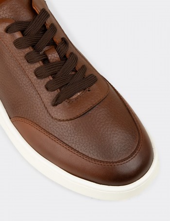 Erkek Hakiki Deri Taba Renk Sneaker Ayakkabı - 04406MTBAE01