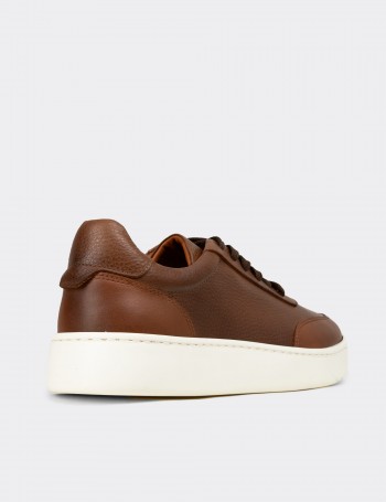 Erkek Hakiki Deri Taba Renk Sneaker Ayakkabı - 04406MTBAE01