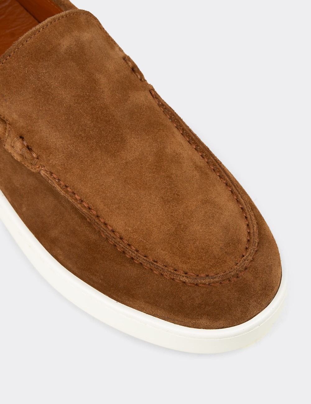 Erkek Hakiki Süet Taba Renk Loafer Ayakkabı - 04405MTBAE01