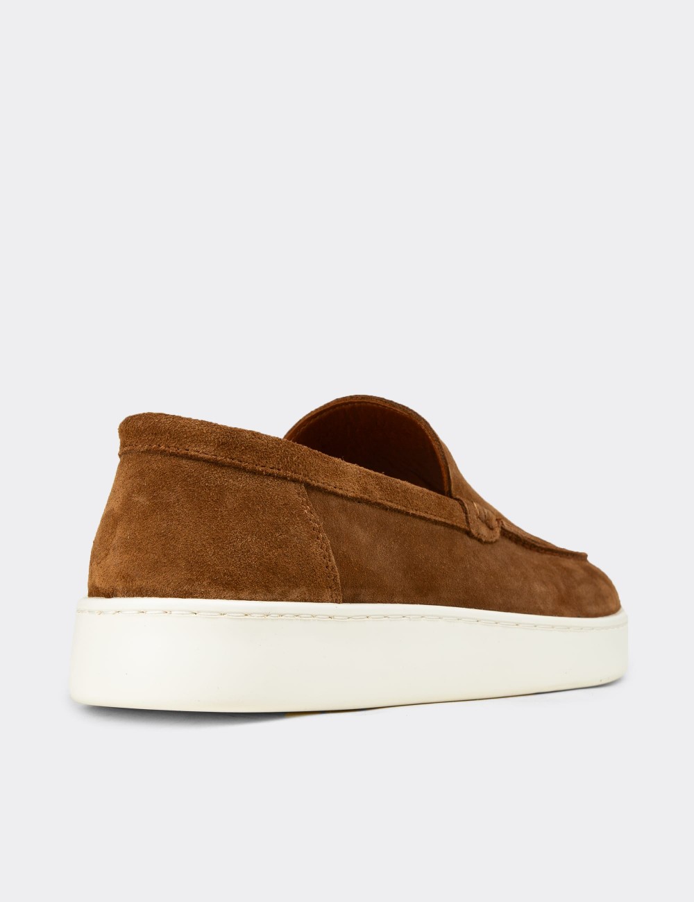 Erkek Hakiki Süet Taba Renk Loafer Ayakkabı - 04405MTBAE01