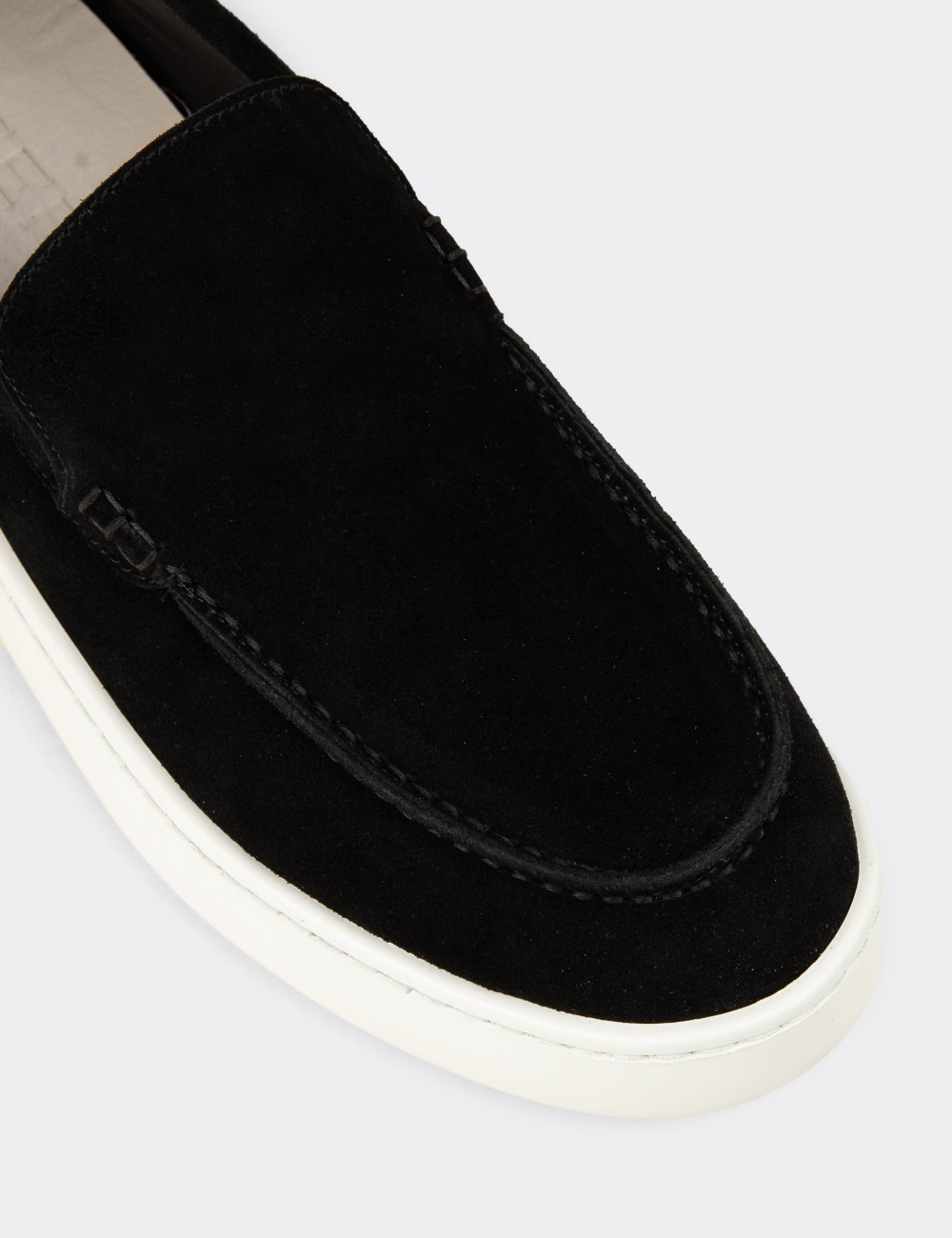 Erkek Hakiki Süet Siyah Loafer Ayakkabı - 04405MSYHE01