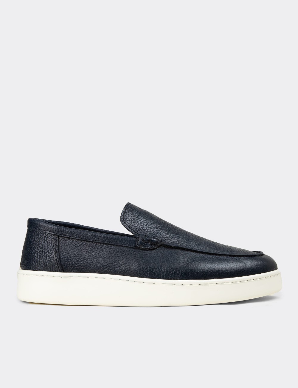 Erkek Hakiki Deri Lacivert Loafer Ayakkabı - 04405MLCVE01