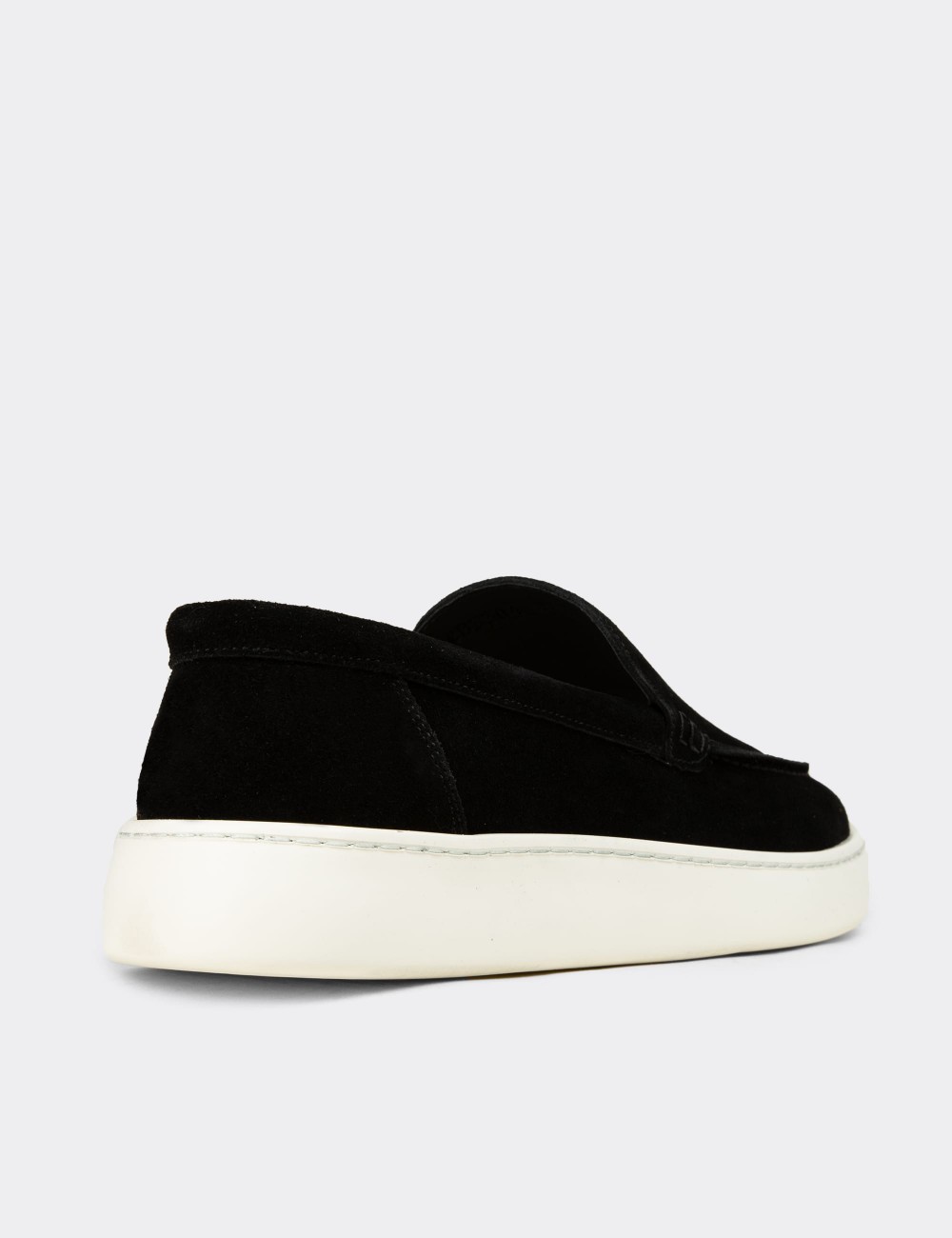 Erkek Hakiki Süet Siyah Loafer Ayakkabı - 04405MSYHE01
