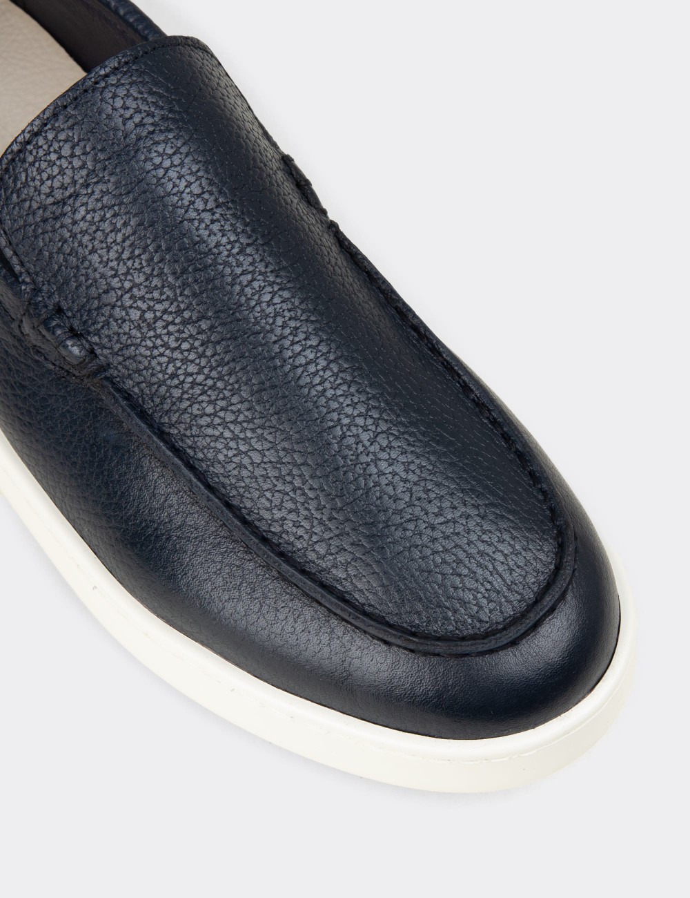 Erkek Hakiki Deri Lacivert Loafer Ayakkabı - 04405MLCVE01