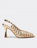 Kadın Altın Rengi Slingback Abiye Ayakkabı