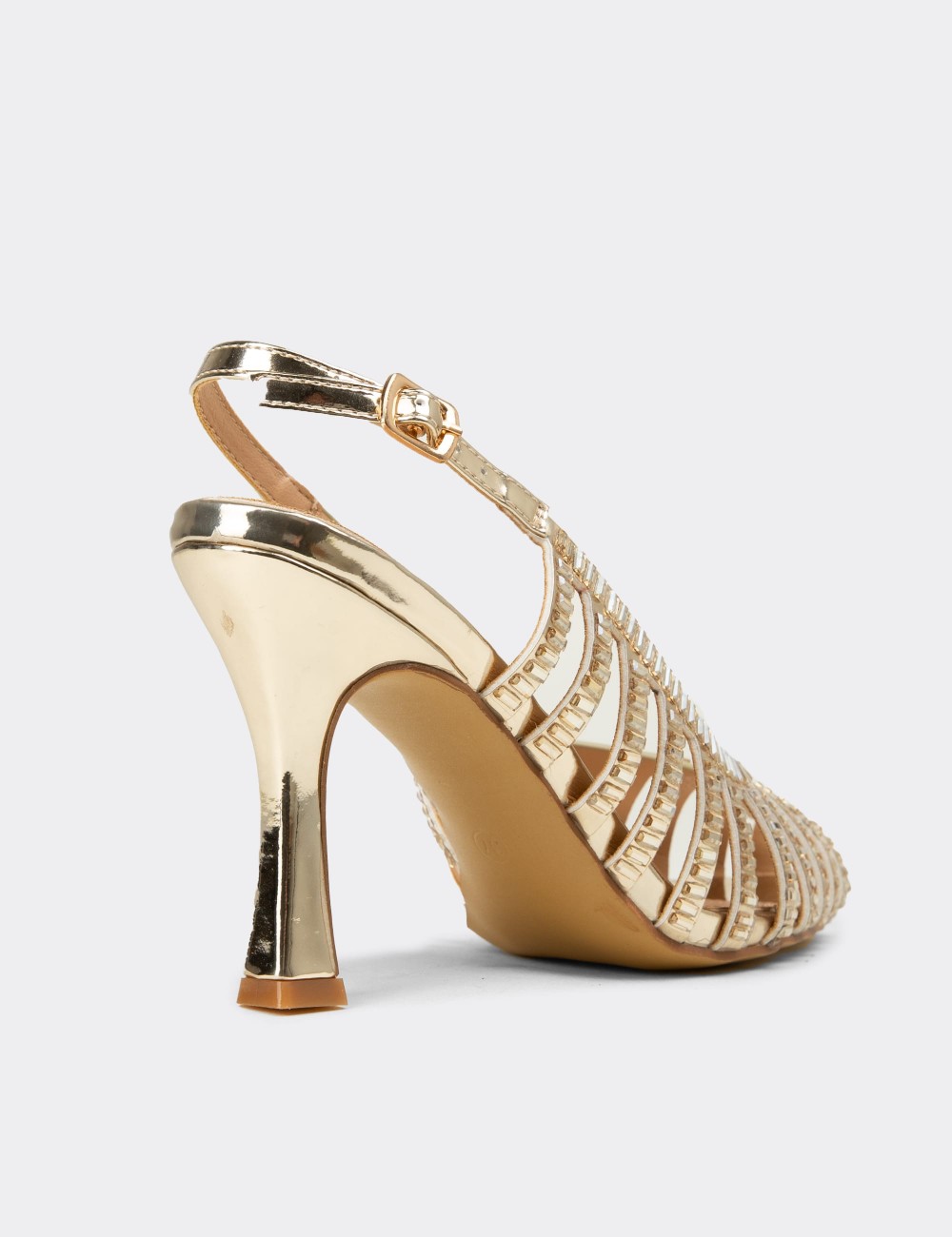 Kadın Altın Rengi Slingback Abiye Ayakkabı - 26204ZALTM01