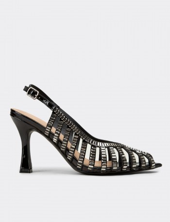 Kadın Siyah Slingback Abiye Ayakkabı