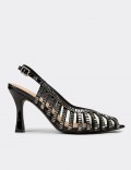 Kadın Siyah Slingback Abiye Ayakkabı